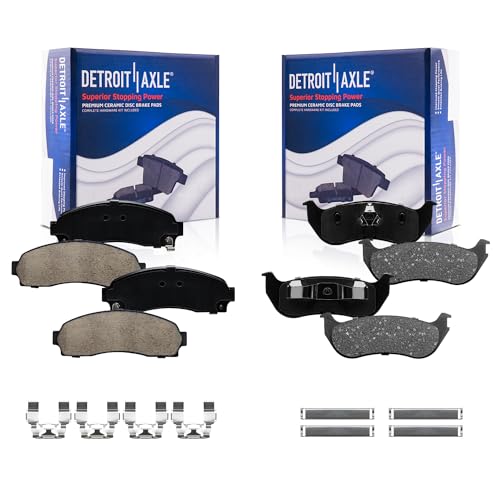 Image of Detroit Axle - Brake Pads for 2002-2005 Ford Explorer Mercury Mountaineer 2003 2004 Ceramic Brakes Pads w /Hardware Front and Rear Replacement
