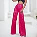 Aniywn Sequin Pants for Women Red Fashion Wide Leg Pants High Elastic Trousers Casual Loose Party Wear Trousers with Ziper