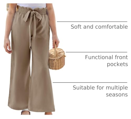 Image of SySea Girls Wide Leg Pants Kids Belted Dress Pants Lounge Trousers
