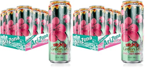 Image of AriZona Spicy Green Tea x Mikes Hot Honey - Big Can, 22 Fl Oz (24 Pack)