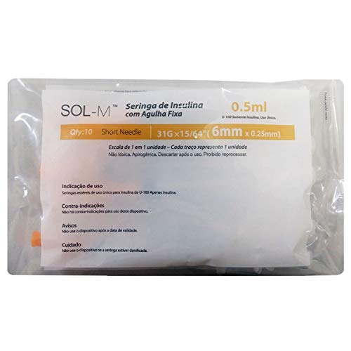 100 Seringa Insulina Ultra Fina 6 Mm De 0,5 Ml Novo Sol-m