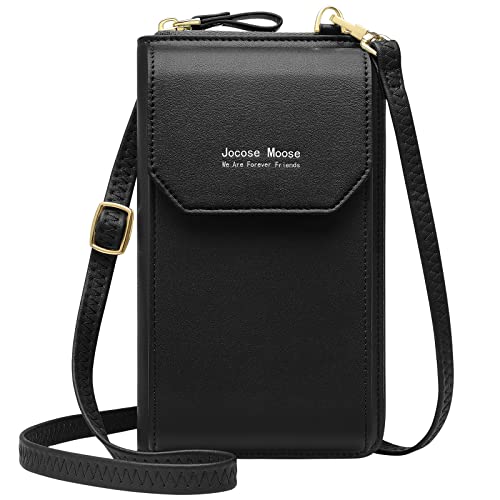 Jocose Moose Femmes Portefeuille Sac À Bandoulière Téléphone Portable Sac En Cuir Porte Monnaie Mini Pochette Porte Carte Épaule Portefeuille Sac (A-HEI) Cover