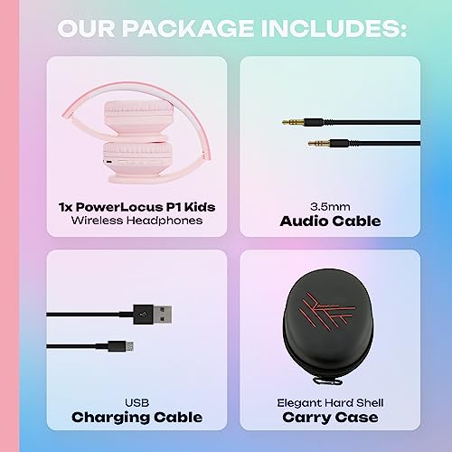 Powerlocus Bluetooth Headphones For Kids, Wireless Foldable Headphones Over Ear, Headphone With Microphone, 85Db Volume Limit, Wireless And Wired Headset With Micro Sd, Fm For Cellphones, Tablets, Pc #TOP5