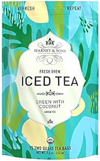 Harney & Sons Organic Green with Coconut, Fresh Brew Iced Tea, 15 Count