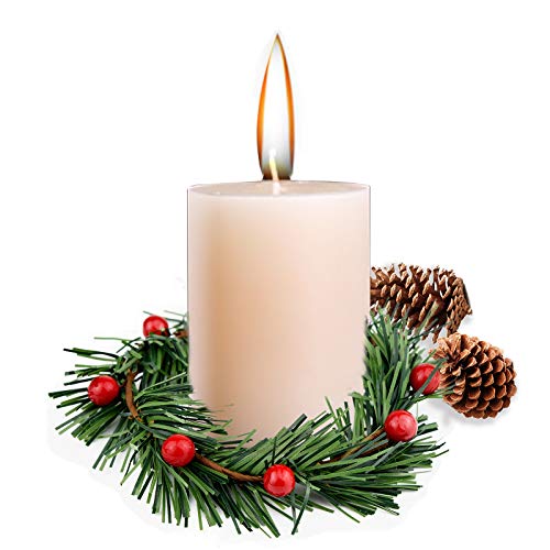 Lystaii 10Pcs Christmas Candle Rings Red Artificial Berry Candle Rings With Grass Mini Christmas Wreath For Pillar Candle Christmas Holiday Table Decorations Rustic Wedding Table Centerpiece (Medium) #TOP3