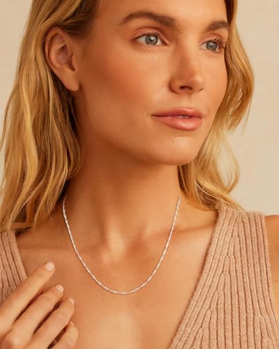 Diorra 925 Sterling Silver Chains for Women, 2mm Link Curb Chain Choker Necklace Sturdy Shiny Hypoallergenic Silver Necklaces for Women Jewellery Gifts (16/18/20/22 Inch) - Image 3