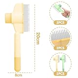 Ajuanbazha 2 Stück Selbstreinigender Flohkamm für Katzen und Hunde, Haustierbürste mit Auslöseknopf, Ideal für Kurz und Langhaarfell, Entfernt Lose Haare, Knoten & Flöhe Sanft