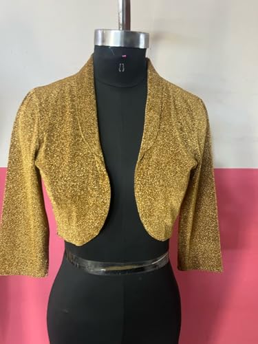 Image of Women's Short Stretchable Shrug with Collar Neckline