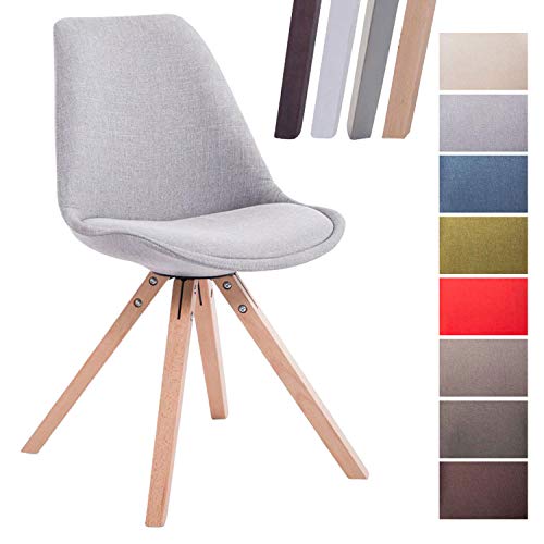CLP Silla de Visita Toulouse Squar en Tela I Silla Comedor con Respaldo I Silla de Espera con Base de Madera I Butaca de Salón Nórdica I Color: Gris, Madera Natural