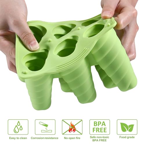 Ice Lolly Moulds, 6 Cavities Popsicle Mould with 20pcs Wooden Sticks, Reusable Silicone Ice Cream Moulds, Easy to Release Ice Lolly Maker BPA Free Ice Pop Moulds for Kids DIY Ideas Home Kitchen Tools - Image 4