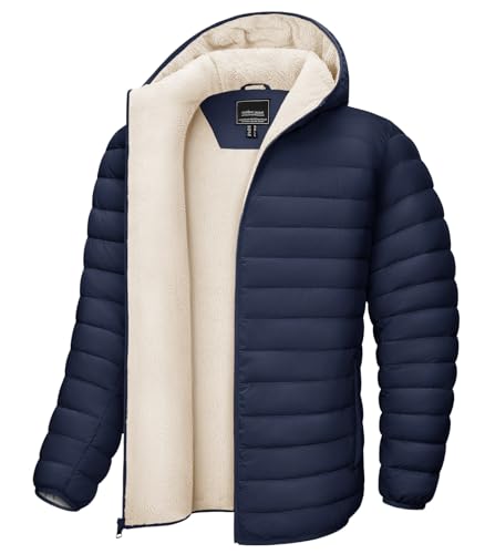 MAGNIVIT Men's Lightweight Fleece Jacket Coat Hoodie Windbreaker Quilted Puffer Water-Resistant for Running Travel
