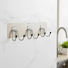 Self Adhesive Stainless Steel Dual Hook with 3M Sticker for Cloth Hanger, Door Hooks Rail for Bedroom, Bathroom, Kitchen No Drills, Load Capacity 5 kg Each