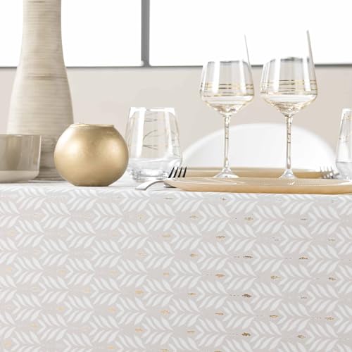 Nappe rectangle 145 x 240 cm polyester imprime metallise piana Naturel - vue 5