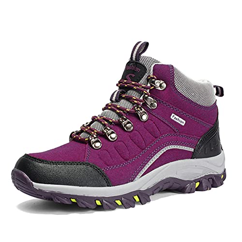 Youngtie Botas de Senderismo Mujer Hombre Zapatillas de Trekking Impermeables Zapatillas de Montaña Mujer Antideslizante Al Aire Libre PURPLE 250