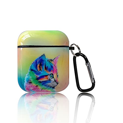 Compatible Airpods Case Cover for Apple AirPods 2&1 Cute Airpod Case for Girls IMD Painting Protective Skin Airpods Accessories with Keychain Airpods case Cute Skin Pattern (Kitten)