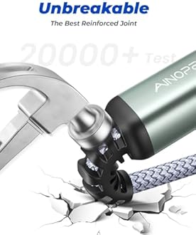 AINOPE USB A to USB B Priner Cable 10ft High-Speed Nylon Braided USB 2.0 MIDI Cable, Printer Cord for HP, Canon, Brother, Samsung, Dell, Epson, Lexmark, Xerox, and More, Grey