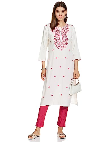 Image of Amazon Brand - Myx Women Embroidered Straight Fit Kurta (Available in Plus Sizes)