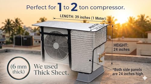 Image of AC Outdoor Unit Protector Cover | HEAVY DUTY | Waterproof Heat Insulated & Sun Protection | AC Outdoor Unit Cover | Air Conditioner Outer Compressor Shade for Split 1.5 & 2 Ton (Full Size)