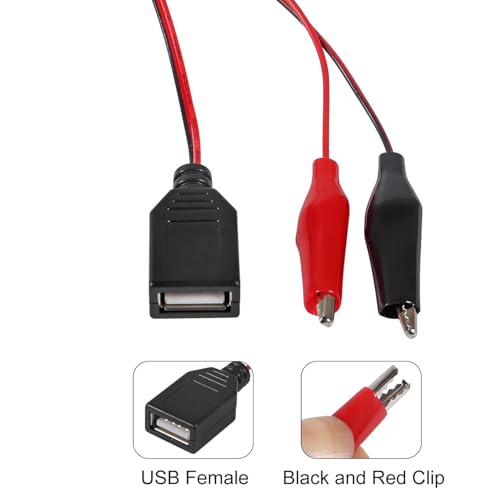 Image of 8PCS USB to Alligator Clip Adapter Cable Female USB to Alligator Clip Probe USB Cables with Alligator Clip for Circuit Test(Female)