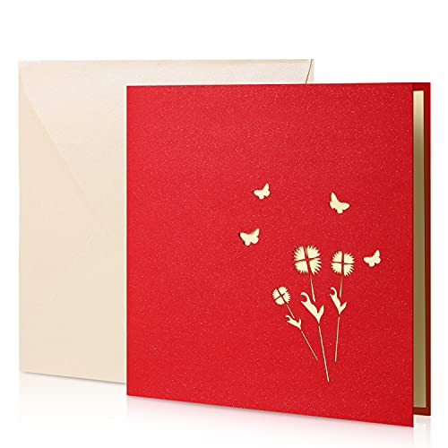 Chictie Flowers Pop Up Cards,3D Pop Up Greeting Card, Butterflies Popup Card,Thinking Of You Card - Mothers Day, Valentines Day, Anniversary, Graduation, Birthday Gifts For Mom, Wife, Girls, Friends #TOP1
