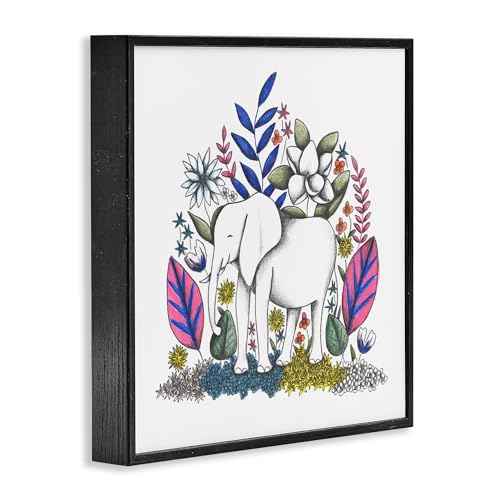 Éléphant au milieu des fleurs tableau encadré 61 x 61 cm art - 4