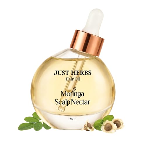 Image of Just Herbs Hair Oil Moringa Scalp Nectar | 99% Active Oil Infused | Silicone Free, Paraben Free, | Damage Repair, Hair Breakage | For hair growth Men & Women - 30ml