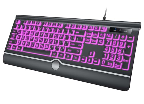 Clavier rétroéclairé filaire 7 couleurs grand format avec touches grand caractère