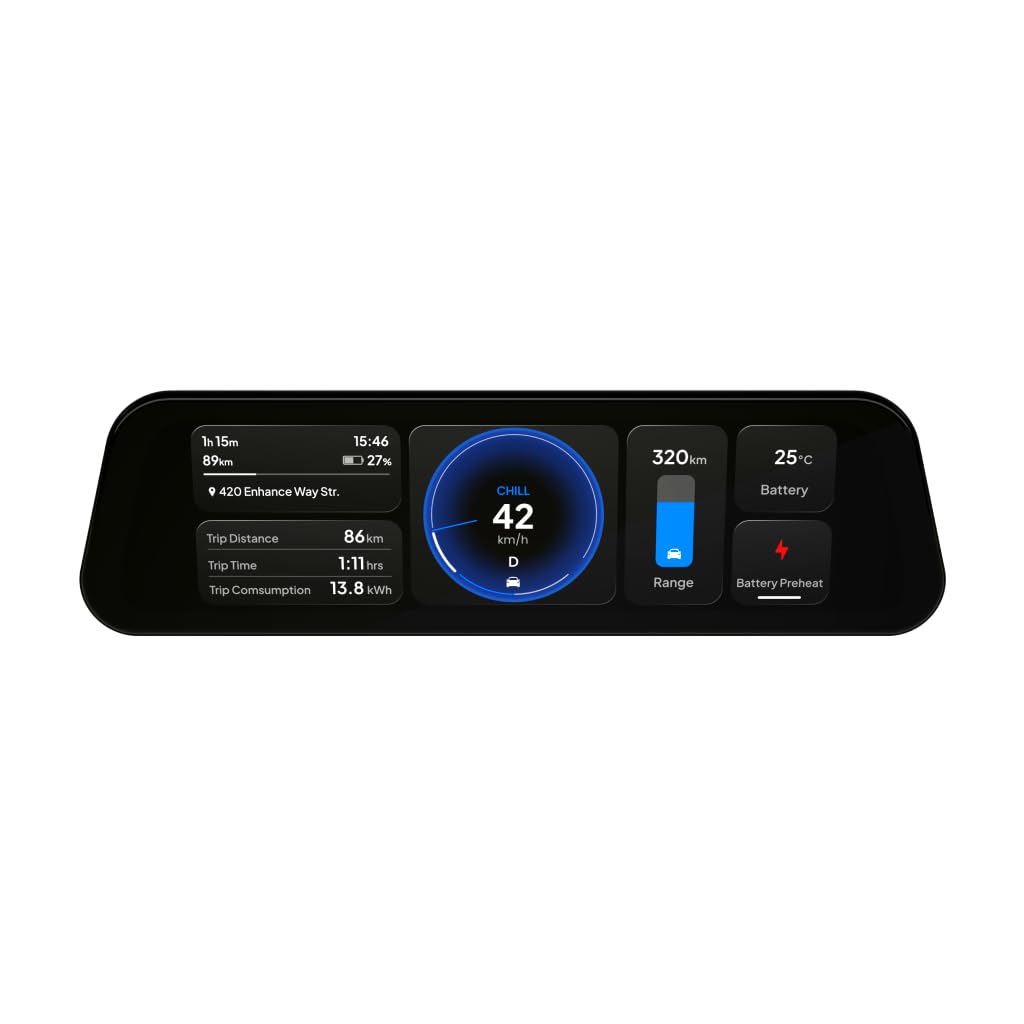 S3XY Dash dla Tesli - 9,6" ekran QLED, powłoka antyrefleksyjna (wyświetlacz głowicy, CarPlay, Android Auto) (Samodzielny (bez sterownika), wszystkie modele)