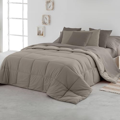 SOMNI HOME Edredón Reversible Nordico Bicolor Cama 135/140 cm Tacto Pluma. DuvetCálido Suave Comodo. Cama Matrimonio. Calidad 400 gr. Color Beige Arena 240x260