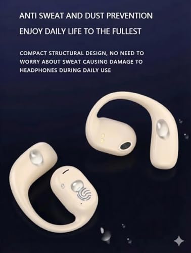 Image of JS272 OWS Open Ear TWS Earbuds | 50 Hrs of Playtime | Bluetooth v5.4 with AI-ENC | Skin Friendly Ear Hook | Environmental Awareness | 45ms Low Latency Gaming | IPX5 Water Resistant (Beige)