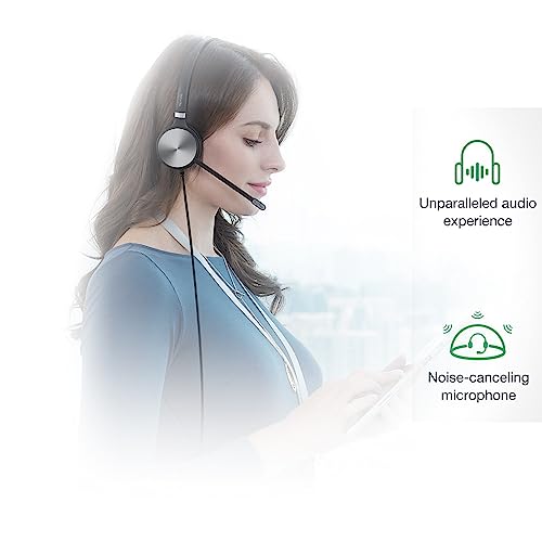 Yealink Yhs36 Dual Telephone Headset With Rj9 Jack Phone Headset With Microphone Noise Canceling, Compatible With Yealink Poly Avaya Snom Desk Landline Phones (2.1M Cable) #TOP3