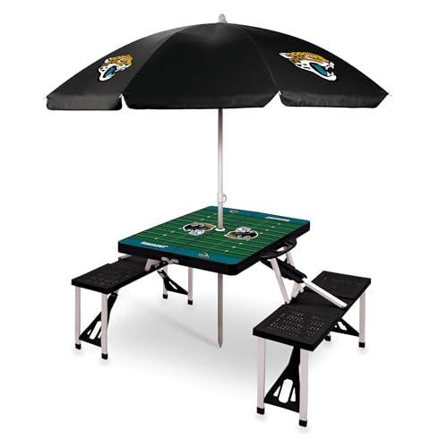 Image of PICNIC TIME NFL Picnic Table Portable Folding Table with Seats and Umbrella