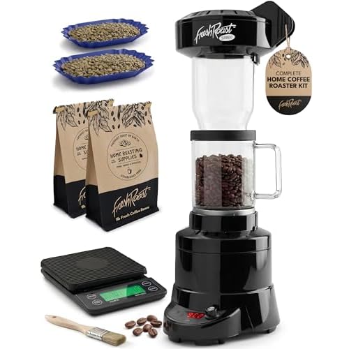 Fresh Roast SR800 Coffee Roaster Bundle - Includes Glass Extension Tube, Digital Coffee Scale, 2 lbs Green Coffee Beans & Chaff Brush
