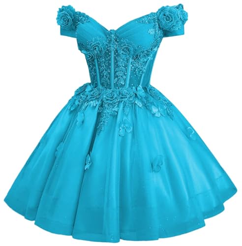 Image of Zhangyo Sparkly Tulle Homecoming Dresses for Teens Off Shoulder DAMA Dress