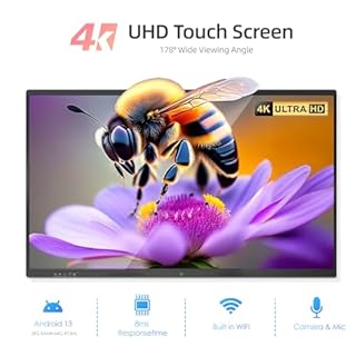 55" Smart Board, Interactive Whiteboard, 4K UHD Touchscreen, Android 13, 8+128G, All in One Smartboard for Classroom Office Home (Wall Mount Included)