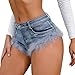 LUOBANIU Women’s Denim Shorts Fashion Sexy Low Waist Mini Ripped Hot Pants Booty Jeans Stretchy Jean Shorts for Women Summer Casual Beach Party Clubwear 9037 Blue S