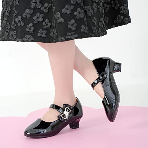 Image of Dufannie Girls Dress Shoes Princess Flats Heels for Toddler Little Big Kids
