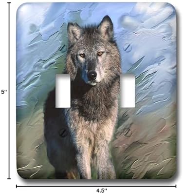 3dRose LLC lsp_3938_2 Wolf, Double Toggle Switch image 5