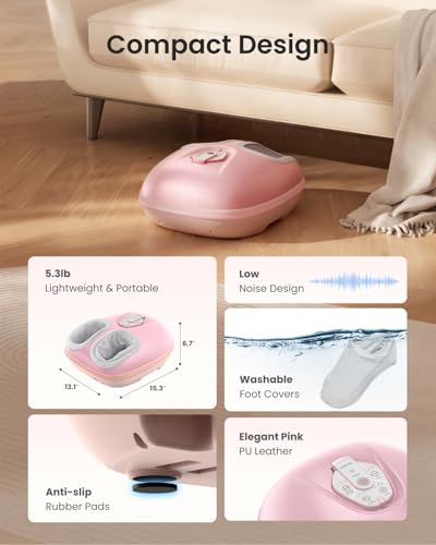 Image of RENPHO Foot Massager Machine with Heat [2026 Upgraded], Birthday Gifts for Women Men Mom Dad, Shiatsu Foot Massager for Plantar Fasciitis, Cordless Control, Self Care Relaxation Gifts, Pink
