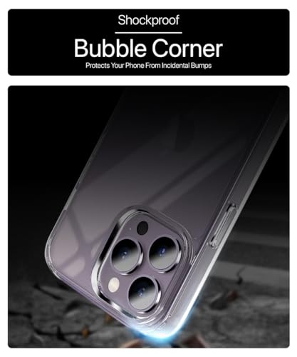 Image of WOW IMAGINE Crystal Clear Transparent Back Case Cover for Apple iPhone 14 Pro | Full Device & Camera Protection Shockproof TPU | Flexible Silicone Back Cover Case - Transparent