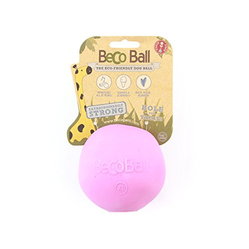 Beco Dog Ball - Eco Friendly Natural Rubber Hollow Chew Toy for Dogs - Extra Strong - XL - Pink