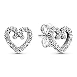 Heart Swirls Pandora Damen-Ohrstecker 925 Sterlingsilber Versilbert zirkonia 297099CZ