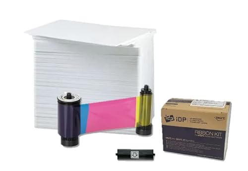 IDP 659366 Color Ribbon YMCKO - 250 Prints for Smart-31, Smart-51D, Smart-51L and Smart-51S Printers with 500 ID Zone Premium White Blank Plastic CR80 30 Mil PVC Cards