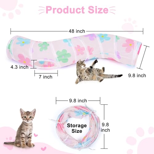 Image of Glittme Cat Tunnel, Cat Tunnels for Indoor Cats, S-Shape Cats Cave with Cat Toys, Foldable Cat Tubes and Tunnels for Cats, Rabbit, Puppy, Guinea Pig