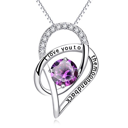 YFN Sterling Silver I Love You to the Moon and Back Moon Star Pendant Necklace 18