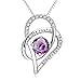 YFN Sterling Silver I Love You to The Moon and Back Love Heart Pendant Necklace Valentine Day Jewelry 18" for Girlfriend Wife Women (Purple CZ Heart)