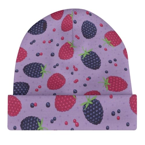 Fruit of Raspberries Pattern Kids Beanie Hat for for Girls Boys Children Cap Winter Knitted Chemo Cancer Headwear Accessories Gifts Decoration Black4