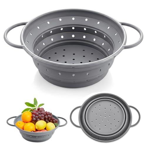 Nudelsieb Faltbar Abtropfkorb 28 Cm Faltbares Sieb HitzebestäNdiger Faltbarer Abtropfkorb KüChenabtropfkorb Aus Silikon Bpa-Frei Geeignet FüR Obst Und GemüSe HitzebestäNdig SpüLmaschinenfest