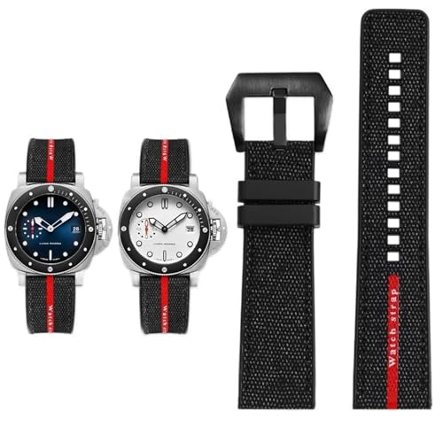 Bracelet Panerai SUBMERSIBLE nylon premium 24mm gris et noir de haute qualité
