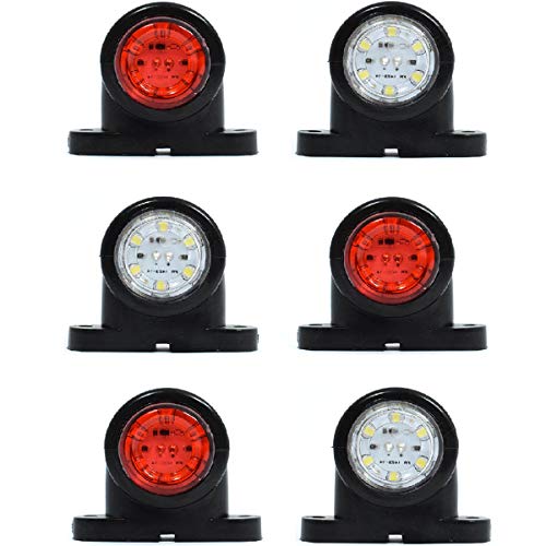 Lot de 6 feux de gabarit latéraux arrière à LED blanc et rouge 12 V pour camion, remorque, bus, SUV, caravane, van Cover